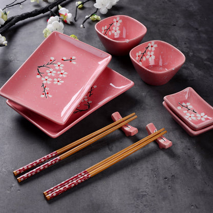 Sushi Plates, Dipping Dish, Sauce Bowls and Chopsticks Set Keiko Osaka Street Market