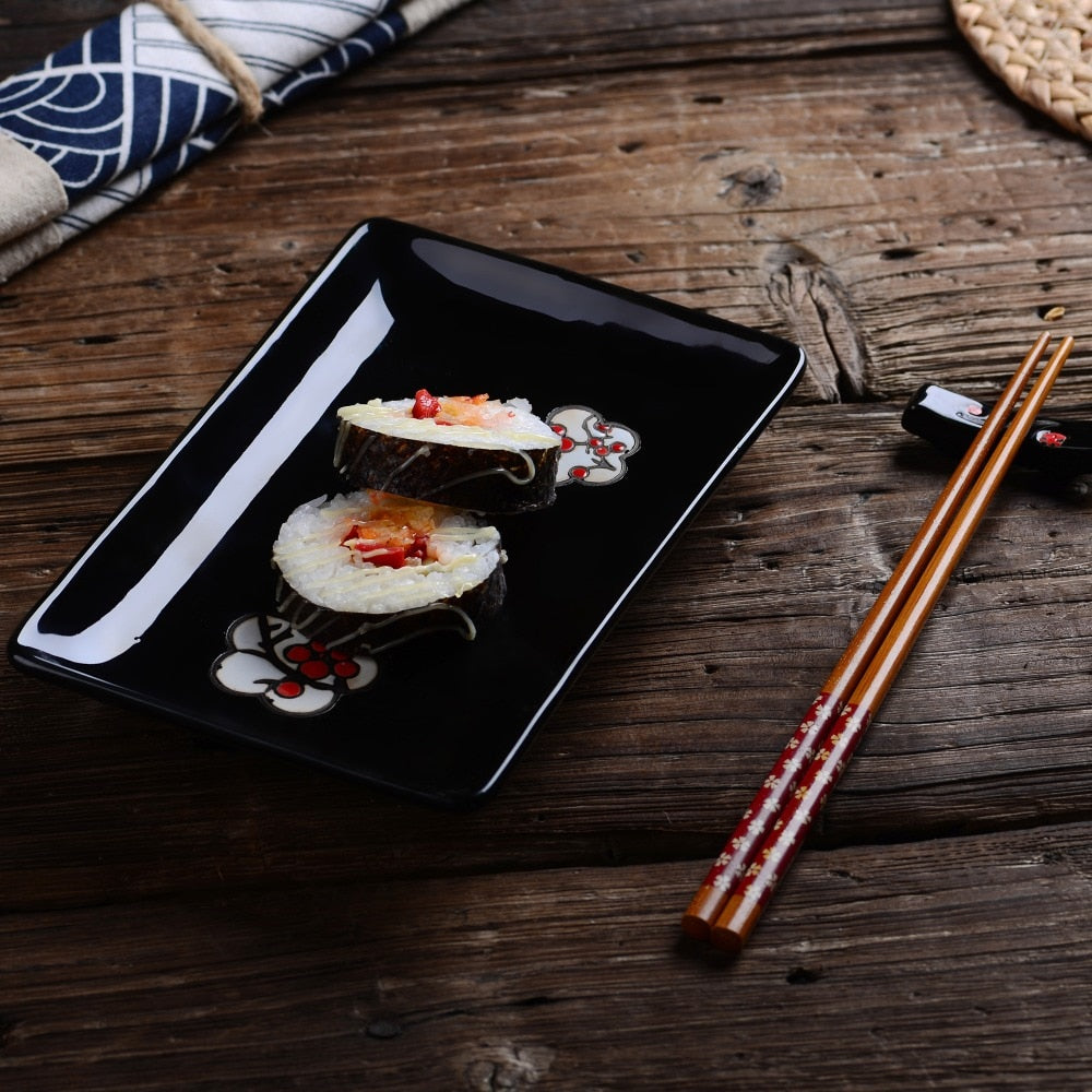 Sushi Plates, Dipping Dish and Chopsticks Set Kiki II Osaka Street Market