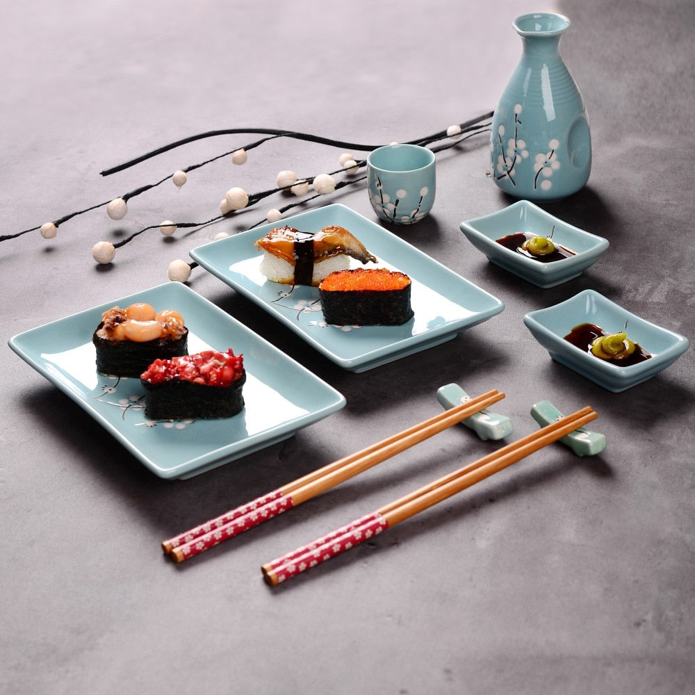 Sushi Plates, Dipping Dish and Chopsticks Set Kiki III Osaka Street Market