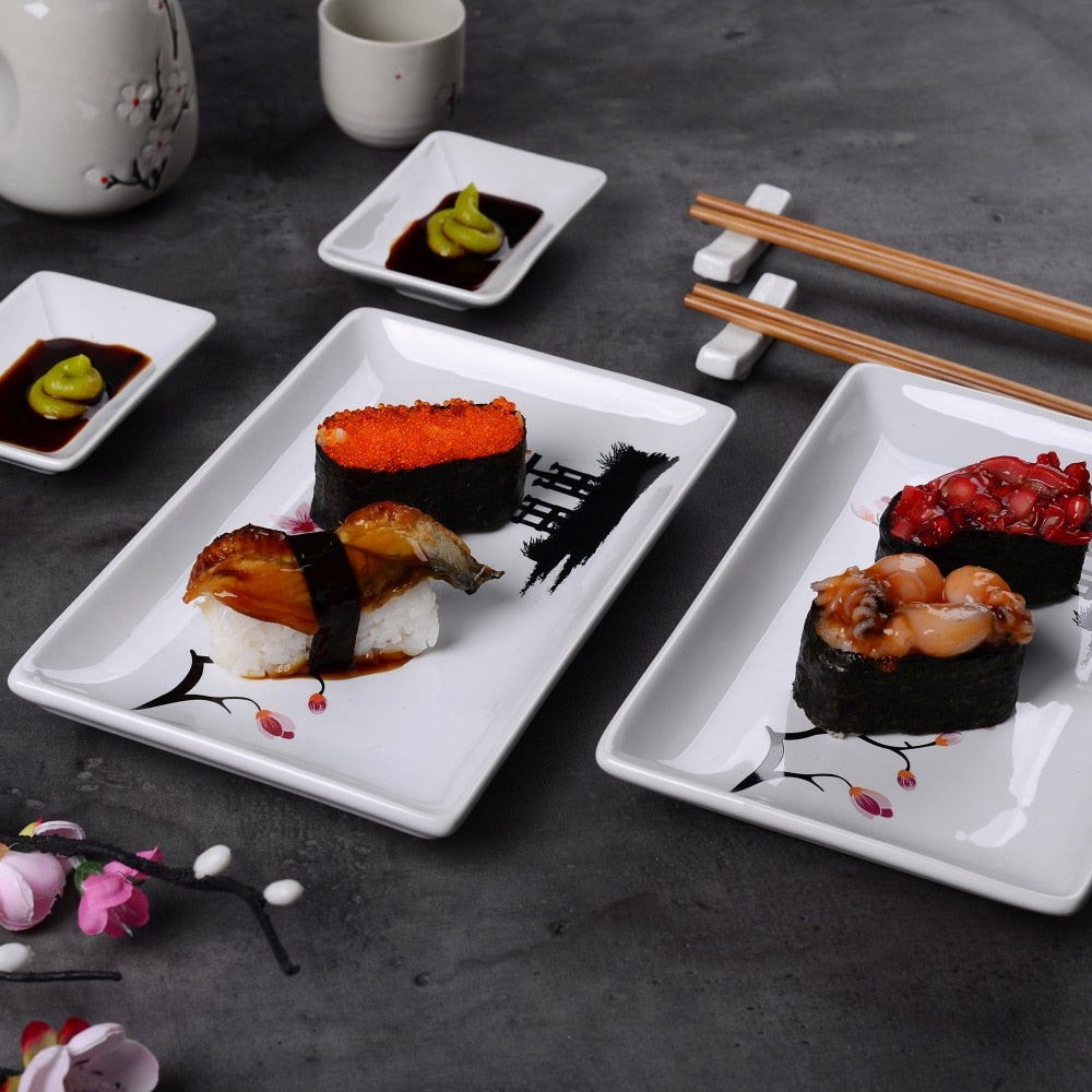 Sushi Plates, Dipping Dish and Chopsticks Set Kiki IV Osaka Street Market