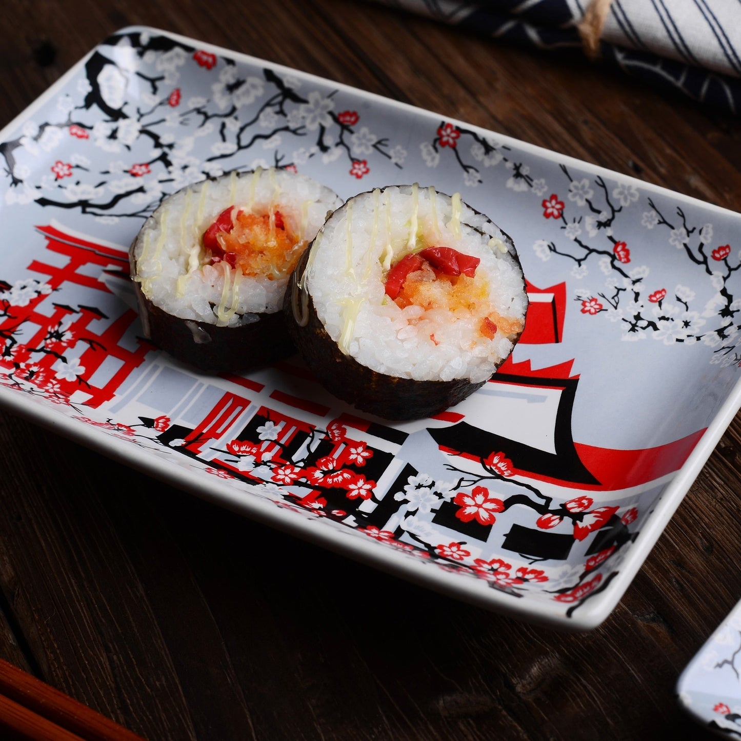 Sushi Plates, Dipping Dish and Chopsticks Set Kiki Osaka Street Market